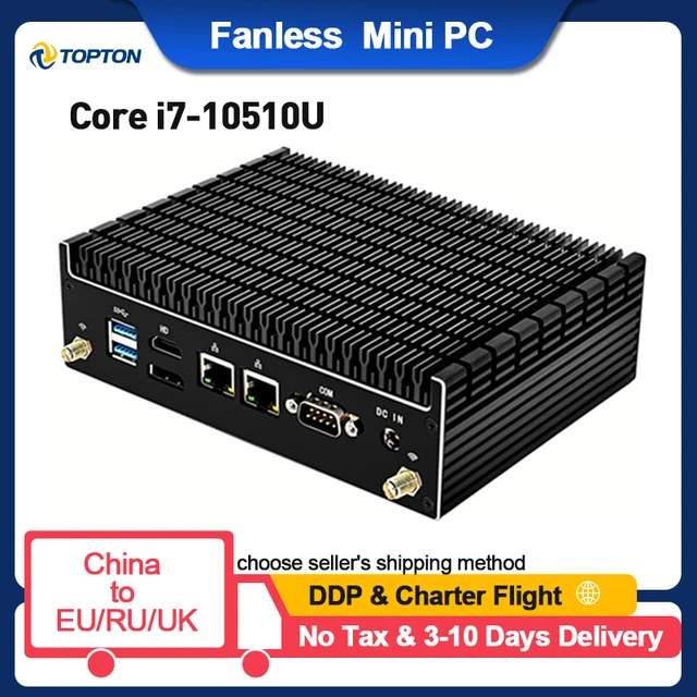 10th Gen. Intel® I7-10510U 2 LAN 3 Display Fanless Mini PC