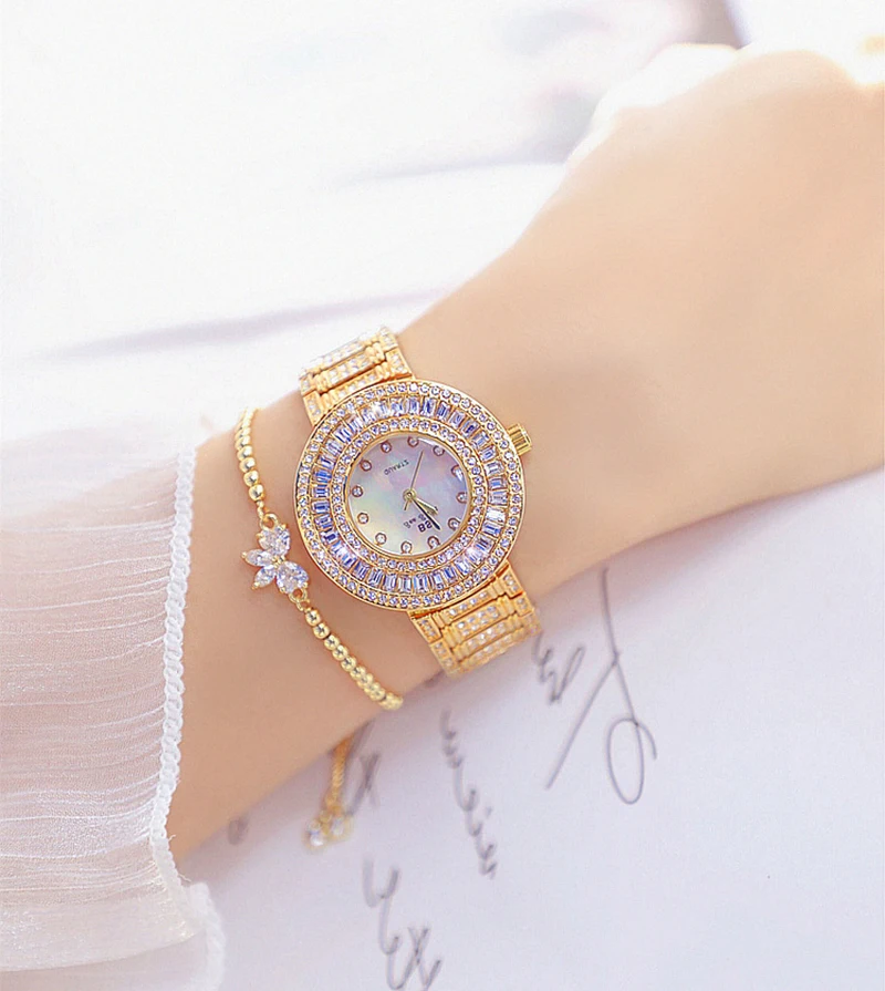 Золотые часы женские известный бренд Алмаз кварцевые женские часы Кристалл Золотой женские наручные часы Feminino Montres Femme