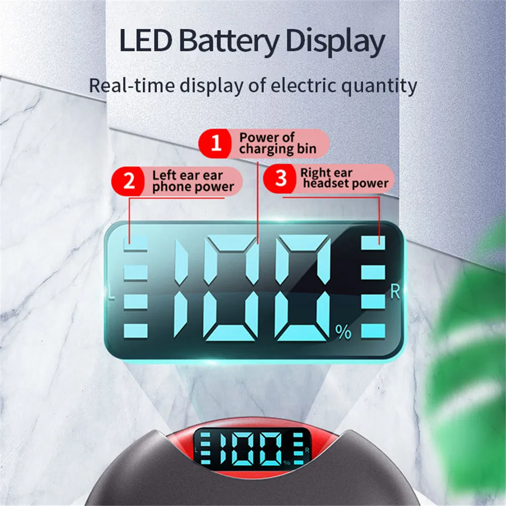 NEW Wireless Headphones Touch Control Bluetooth V5 0 Earphones Rotation LED Display Sports Earbuds Headsets For Xiaomi Huawei