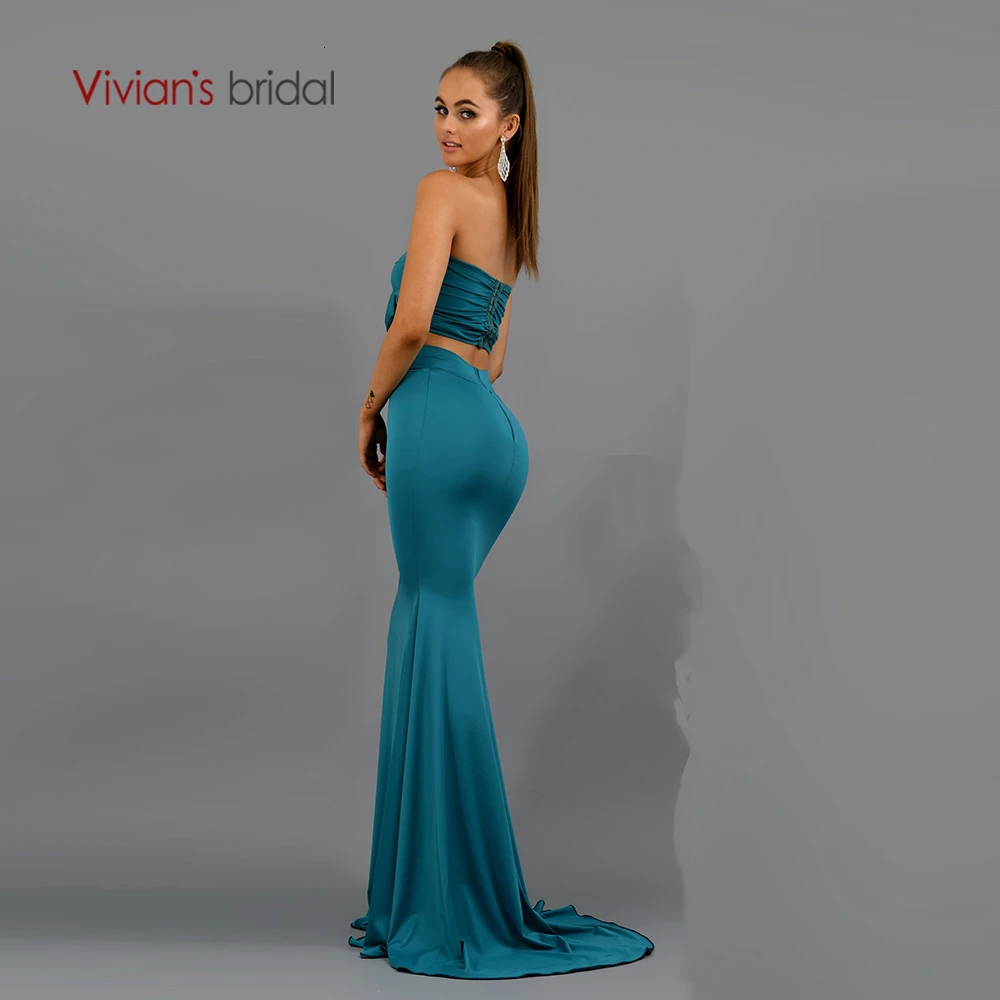 Vivian's Bridal Fashion Crop-top Twinset Элегантное Вечернее Платье милое вечернее платье с коротким шлейфом из мягкого атласа Длинные вечерние платья