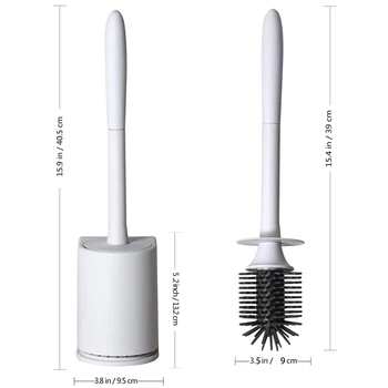 

New Toilet Brush Cleaner Soft Bristles Toilet Bowl Brush And Holder For Bathroom Deep Cleaning Wall Mountable,White
