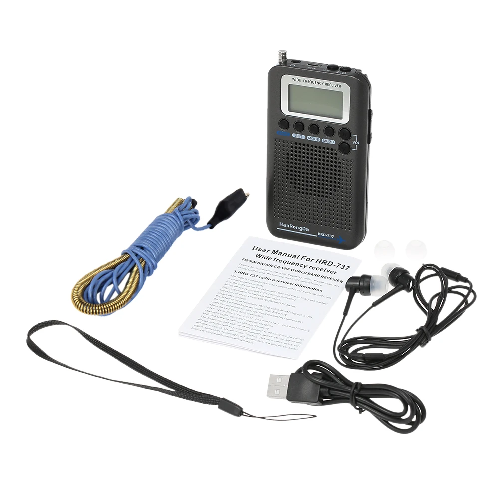 HanRongDa HRD 737 Portable Full Band Radio Aircraft Band Receiver FM/AM/SW/ CB/Air/VHF World