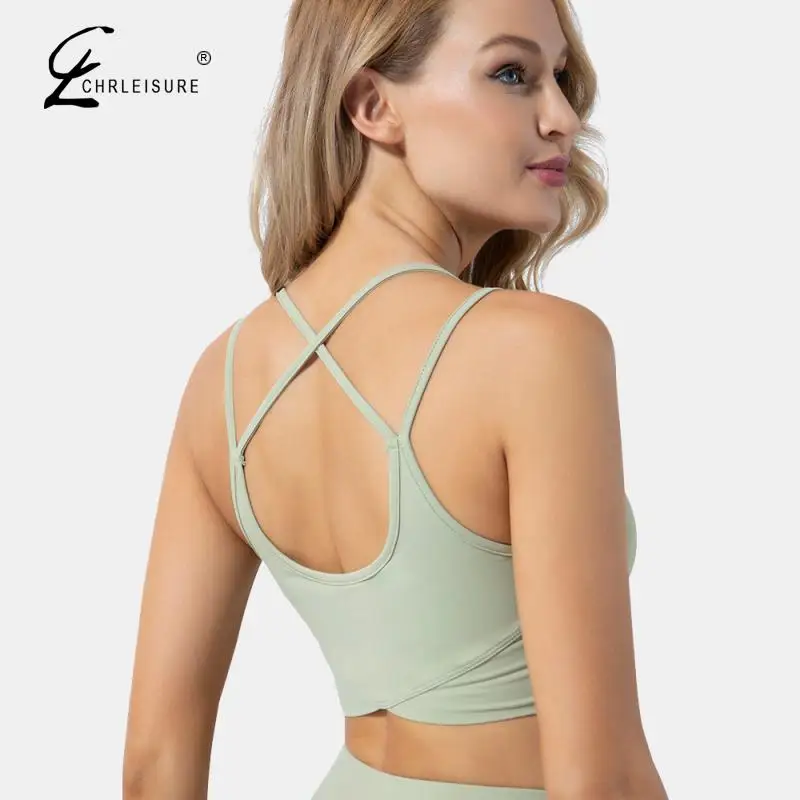 

CHRLEISURE Women's Bra Sexy Push Up Sport Tops Women Workout Fashion Bralette Shock Absorption Running Vest