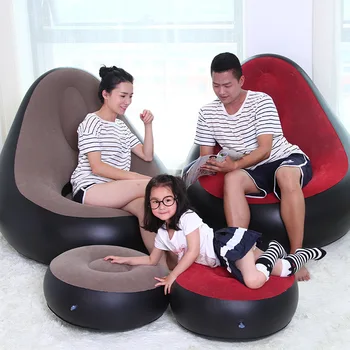 

Inflatable Furniture Chair Sofa Lounger with Ottoman Foot Stool Rest Single Couch Beanbag Living Room Outdoor Air Lounge Chairs