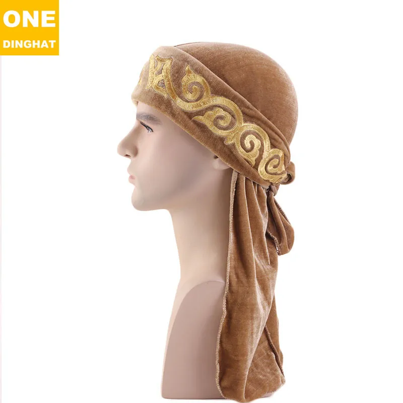 США Herren длинный хвост бархатная Бандана тюрбан hute Doo Durag головные уборы пиратские колпачки обертывания - Цвет: 3