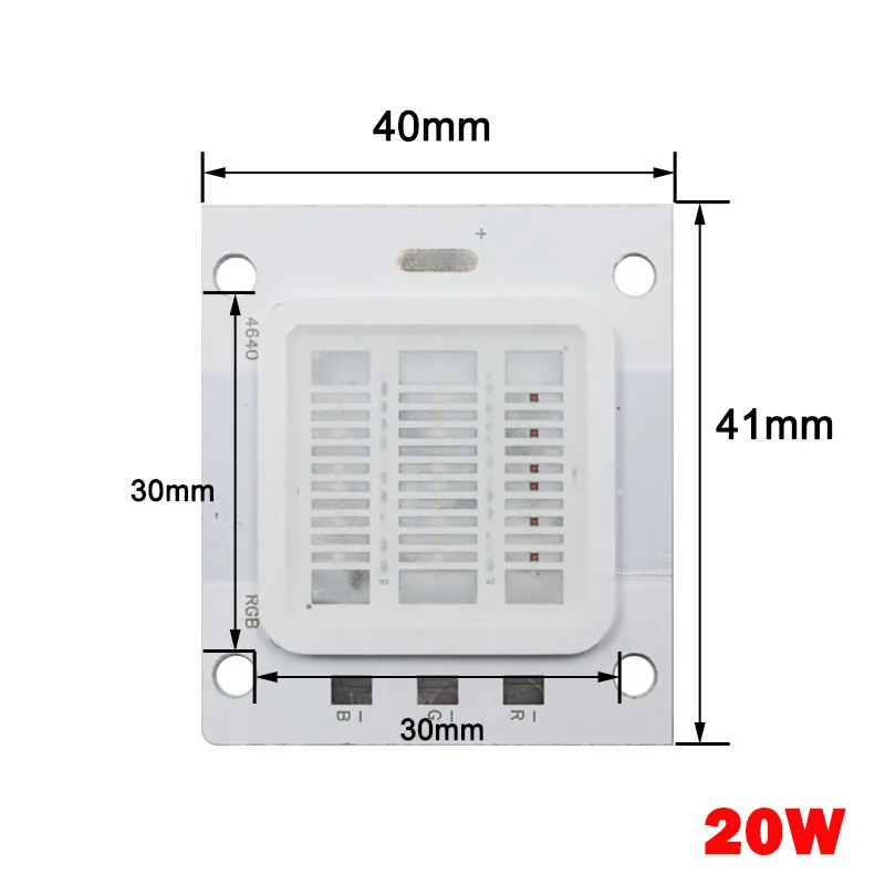 Цветная(RGB) Встроенный светодиодный чип 10 Вт 20 Вт 30 Вт 50 Вт COB лампы высокой Мощность-бисерина Алюминий пластина для Светодиодный ламп - Испускаемый цвет: 20W