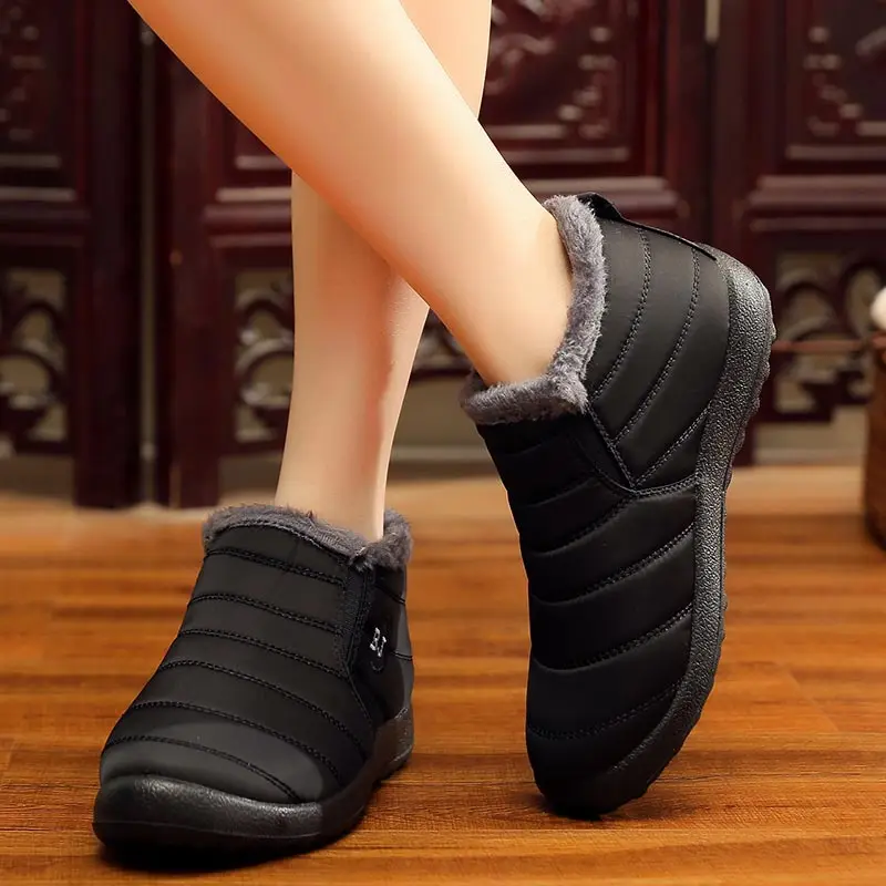 Bootee/женские теплые зимние ботинки г. Женская зимняя обувь Женские однотонные водонепроницаемые ботильоны на нескользящей подошве женская обувь, большие размеры