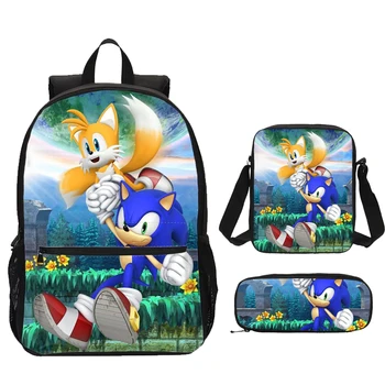 

Sonic The Hedgehog Print Children Backpacks For Teenagers Boys School Bags Set Girls Satchel Cartoon Bagpack Kids Crossbody Bag