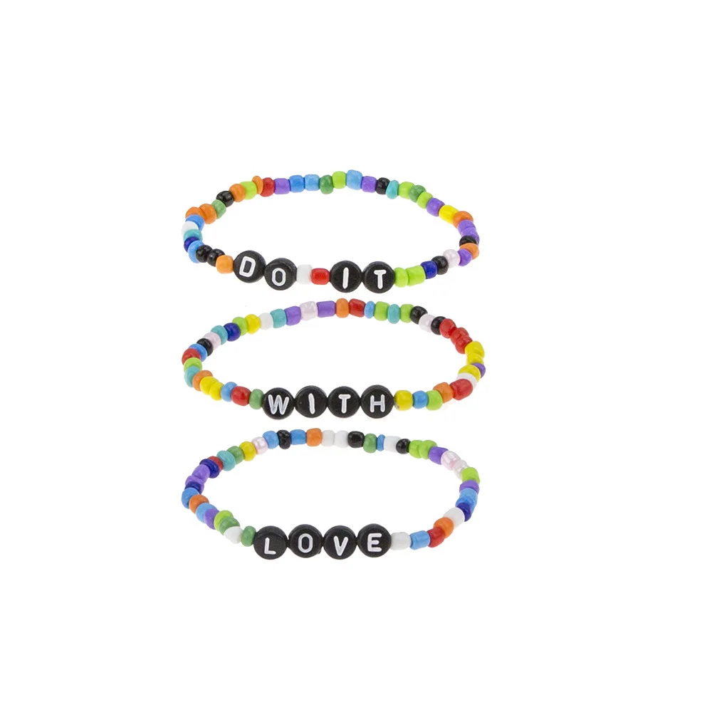 

Charm Multi Layered Bohemian Letter Seed Beads Women Bracelets Jewelry Boho Fashion Diy Bijoux Femme Simple Bracelets Party Gift