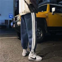 Зимние новые утолщенные спортивные штаны мужские модные повседневные Светоотражающие штаны для бега мужские уличные хип-хоп свободные брюки мужские S-2XL