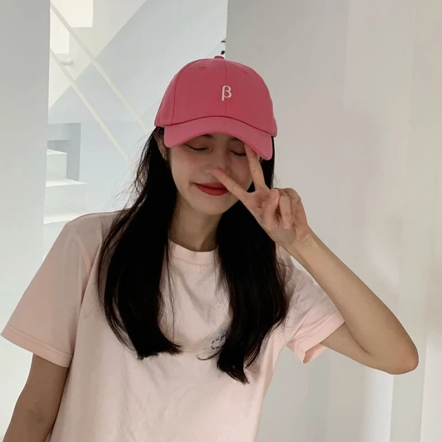 Gorras kpop mujer, gorra de béisbol de estilo coreano rosa, gorra con letras femeninas, Algodón puro, ala curva, sombrero para sombrear el sol _ - AliExpress Mobile