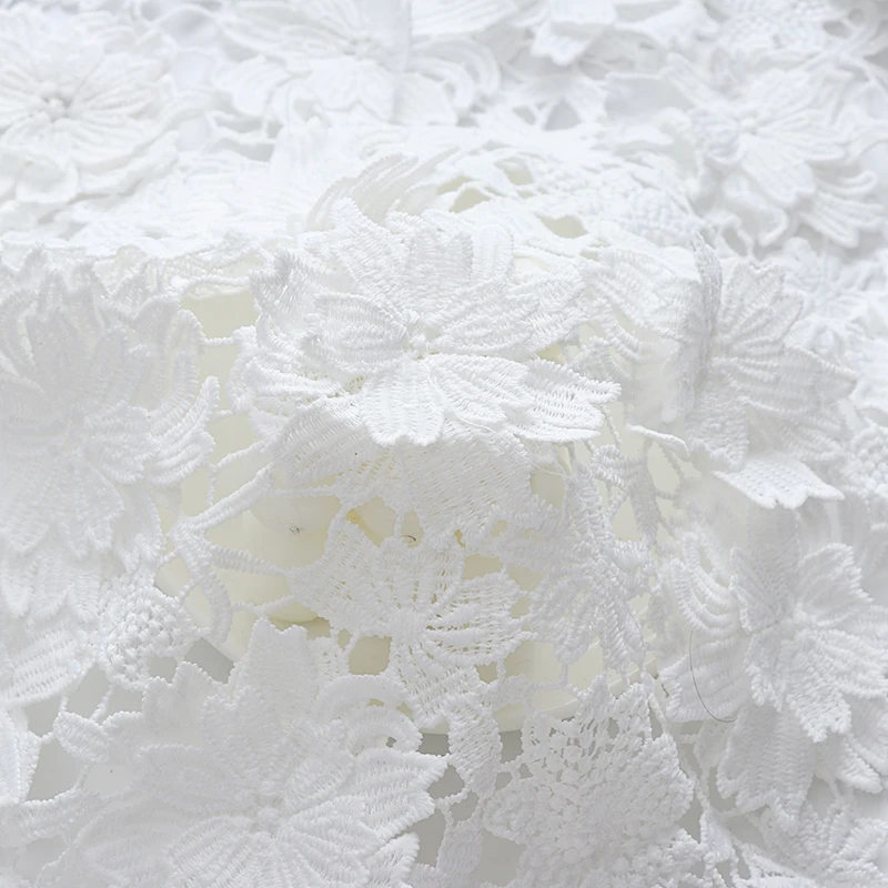 

0.5Meters Wedding Dress Lace Fabric Accessories Water Soluble Embroidery Flower Leaf Lace Fabric DIY Fabric Width 120CM