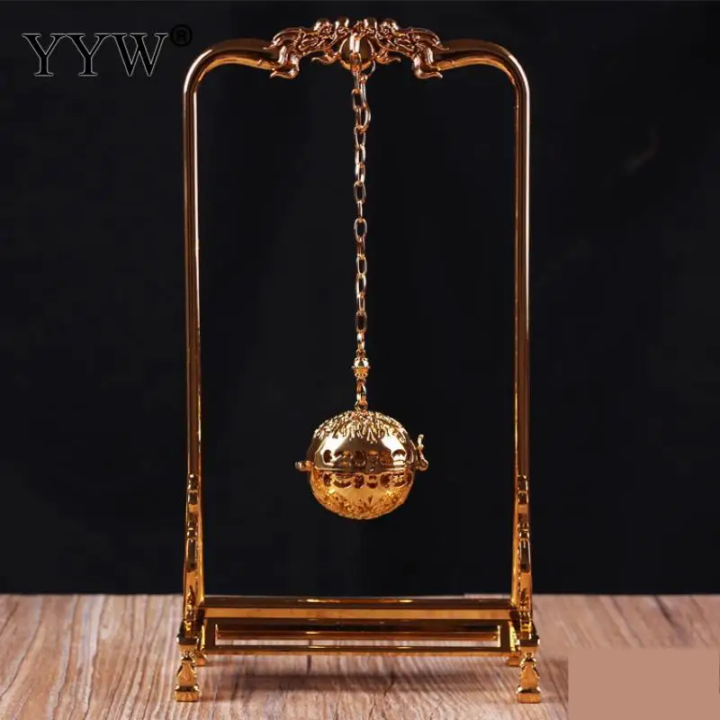 Buddha Ball Hanging Backflow Incense Burner Gold Color Crafts Ornaments