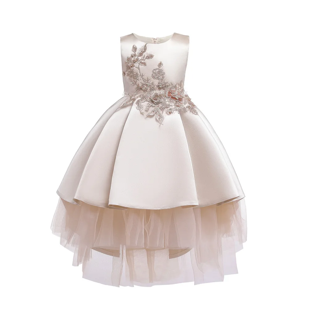 Горячая Распродажа, платье для девочек, детское платье, Золотое детское свадебное платье, платье принцессы со шлейфом