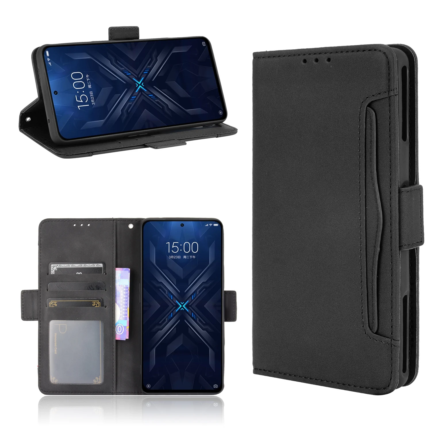 Leather Flip Wallet Case with Multi-Card Slots