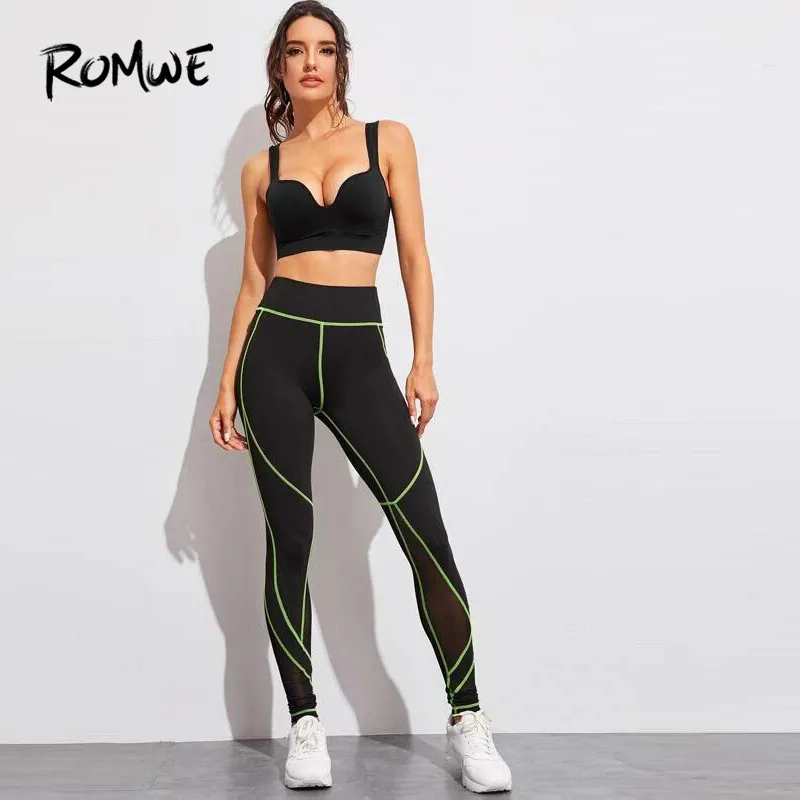 Romwe спортивный бюстгальтер на бретельках, простой обтягивающий спортивный бюстгальтер для женщин, бюстгальтер для тренажерного зала, фитнеса, йоги, укороченный топ, черный спортивный бюстгальтер, спортивная одежда, топы для тренировок