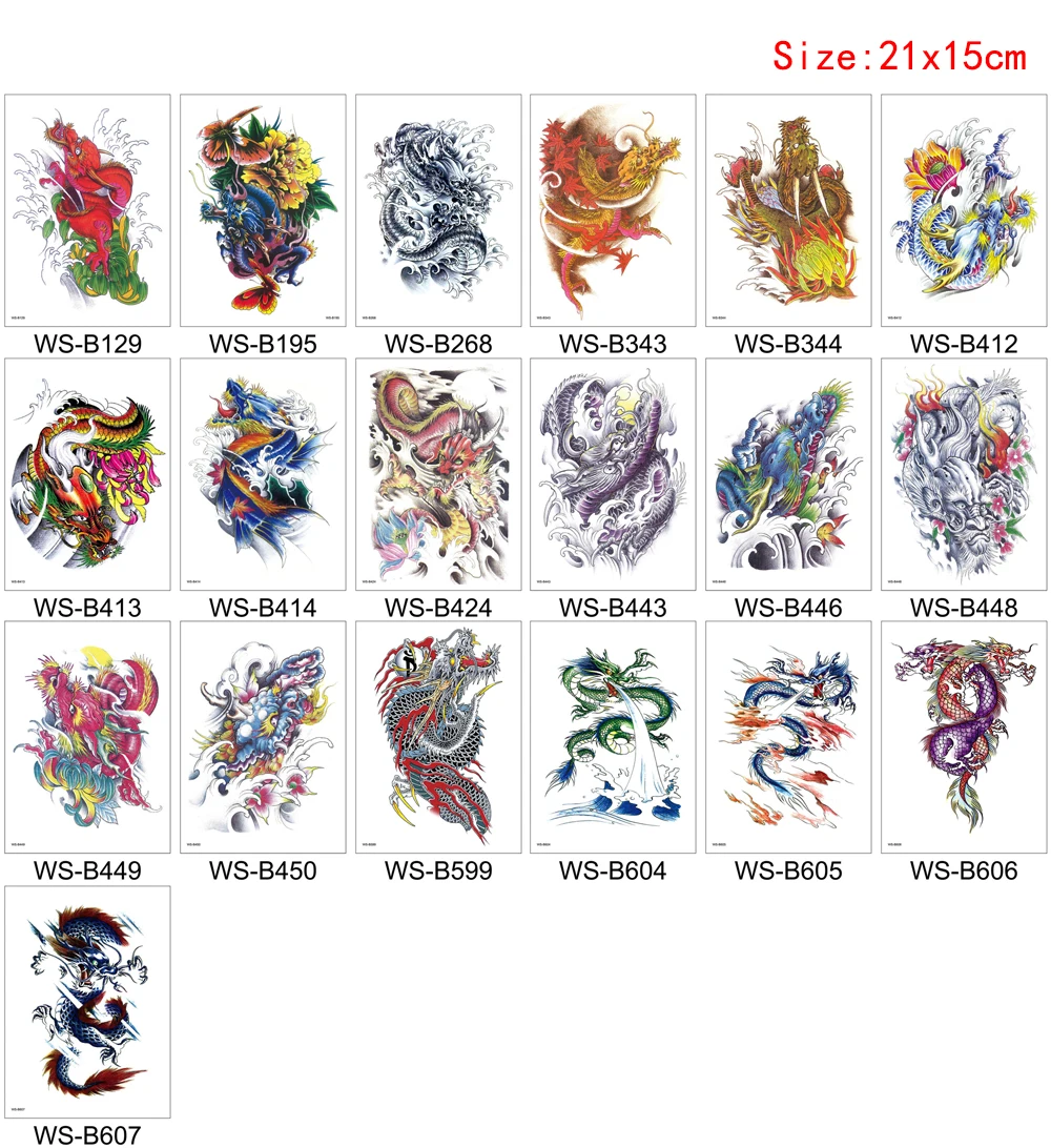 Temporary Tattoo Sticker Fake Chinese Dragon Wave Design for Woman Man Sleeve Arm Chest Body Art Makeup Waterproof Tattoo Travel Photo Gifts (4)