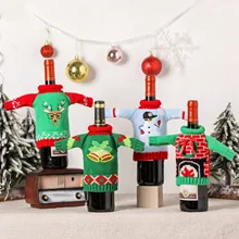 2021 New Christmas Knitted Garland Bells Red Wine Set Christmas Snowman Elk Creative Wine Bottle Decorations