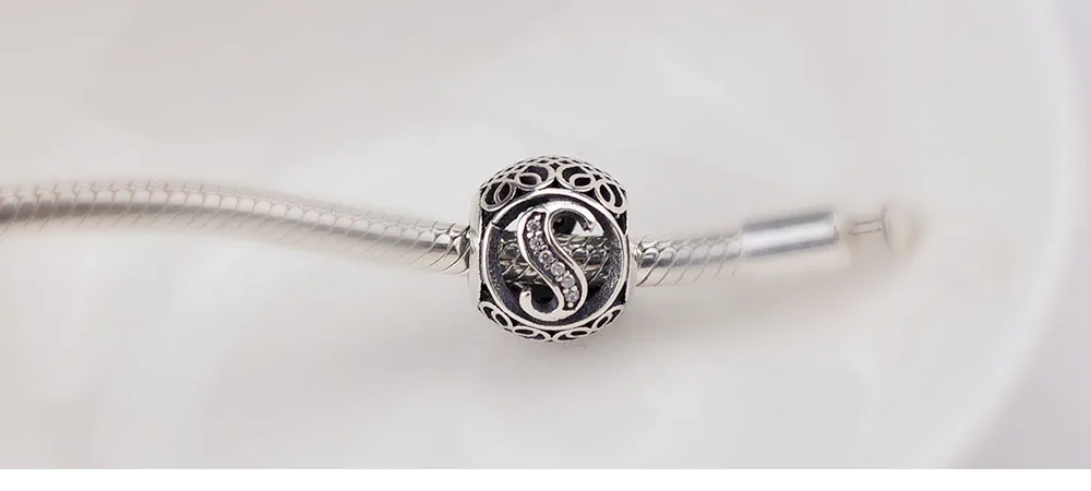 PDB ZZ 56 925 Sterling Silver Bracelet Charm Bracelet 925 silver 26 letters original Charm Beads