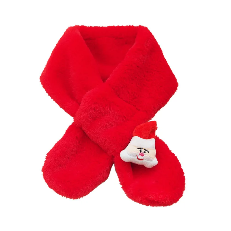 Теплые одноцветные Рождественские шарфы с мультяшным рисунком, детский зимний теплый шарф, имитация кроличьей шерсти, женские шарфы# ZC - Цвет: Red 5