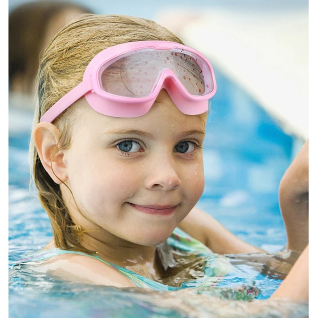 Lunettes de natation pour enfants, garçons et filles, grand cadre,  Anti-buée, UV, verres transparents souples