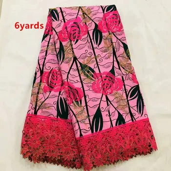 

2019 FASHION good quality print wax cloth with guipure lace fabric african wax cloth lace for DRESS JFOC204