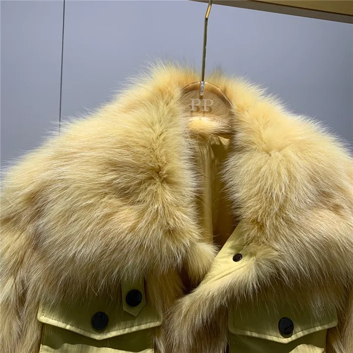 Mateau hiver femme, зимняя Женская Толстая теплая куртка из натурального Лисьего меха, овчина, с карманом, натуральная Шуба для женщин