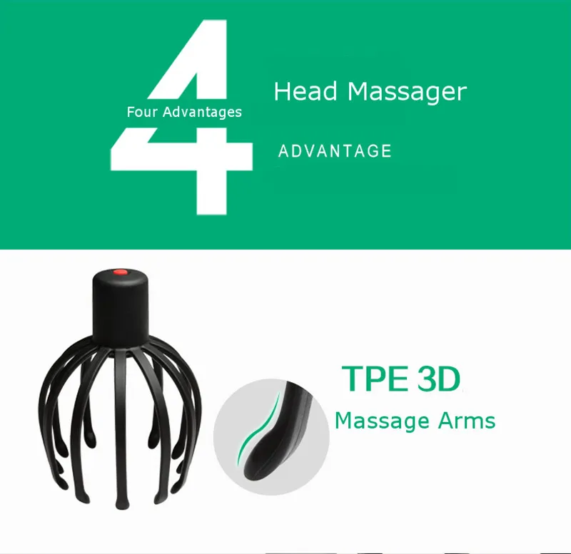 1 Pieces Electric Scalp Massager Octopus Head Care Acupoint Therapeutic Claw Stress Release Pain Relief Body Massage Rechargable