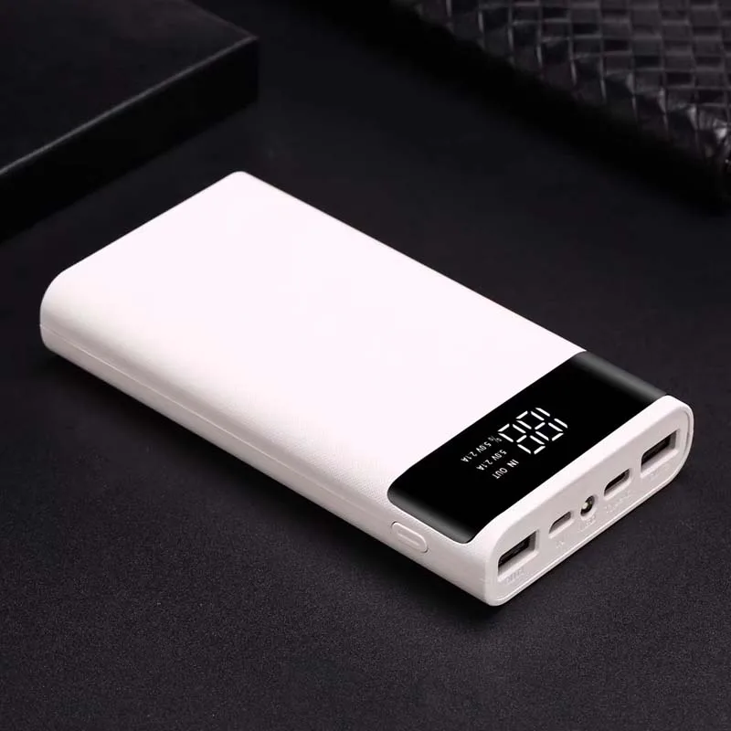 White No Battery Micro type C usb порты DIY Внешний Аккумулятор Чехол 18650 батарея светодиодный светильник зарядка цифровой дисплей внешний аккумулятор комплект частей Внешнее зарядное устройство - Цвет: White No Battery