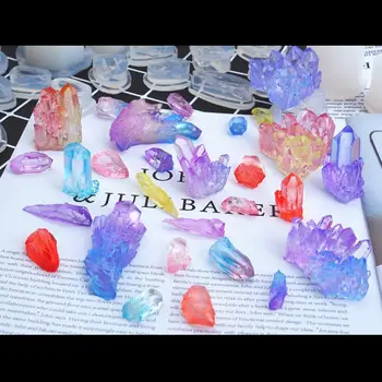 

Handmade Natural Crystal Quartz Rock Cluster Geode Druzy Stone Epoxy Resin Mold Pendant Mold Resin Jewelry Making Tools