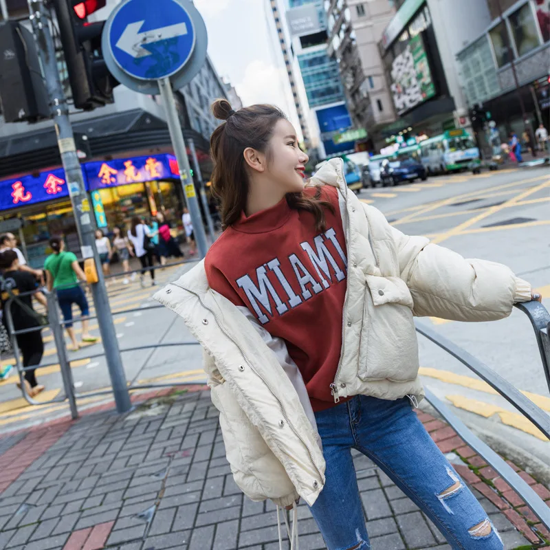 

Short Cotton-padded Clothes Women's 2017 Winter Korean-style Harajuku Wind down Coat Students Loose-Fit down Jacket Cotton-padde