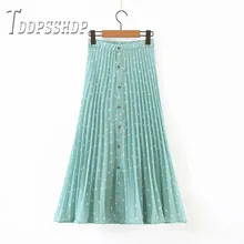 В горошек однобортная Женская юбка плиссированные освежающие летние женские юбки