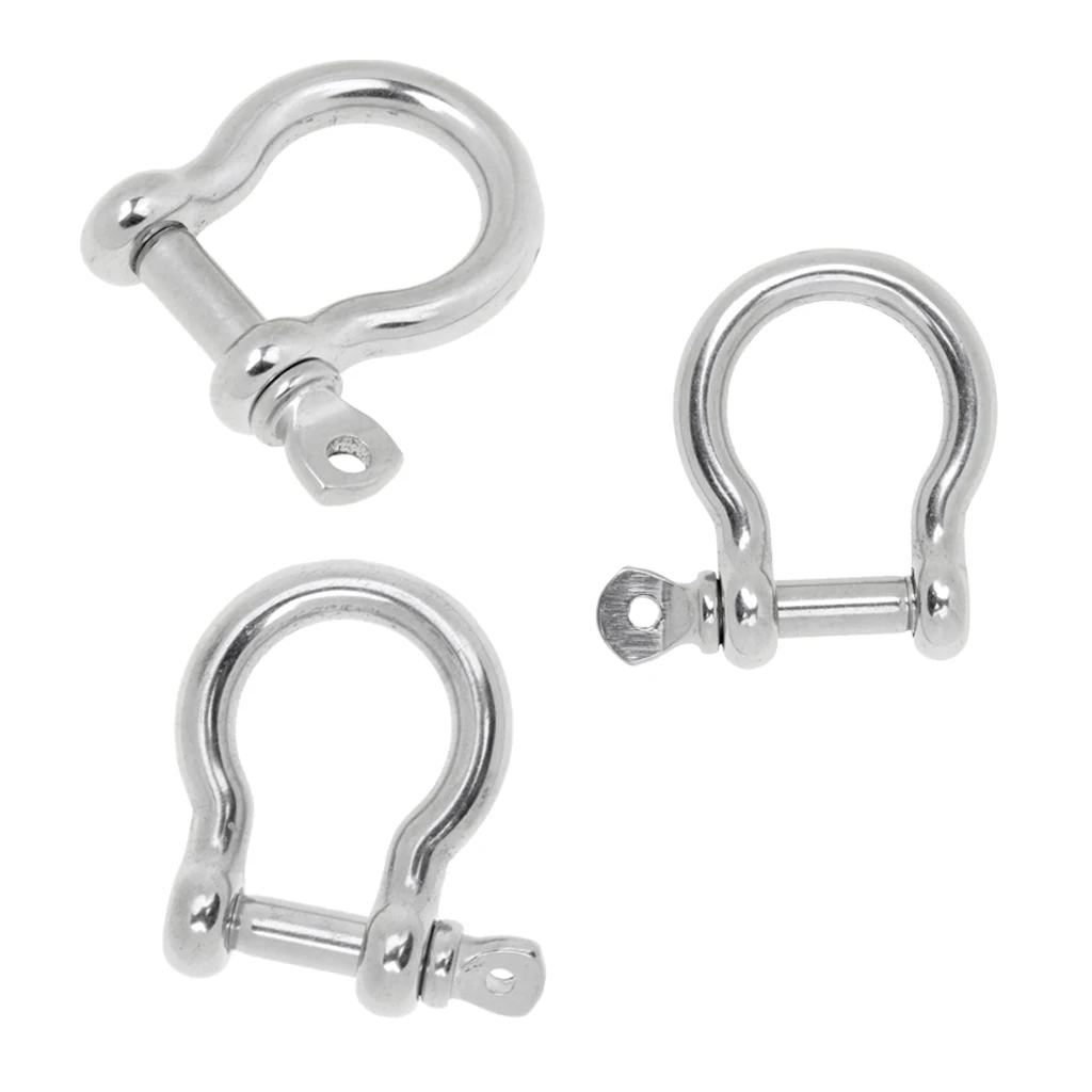 3 Size Marine Boat Chain Rigging Bow Shackle Captive Pin 304 Stainless Steel