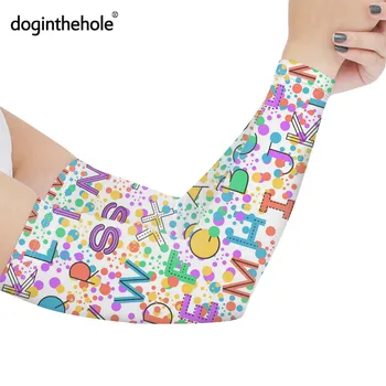 

Funny English Alphabet Print Woman Man Fashion Tattoo Sleeve Casual Summer Sunscreen Cuff Cover Boys Sport Running Arm Warmers