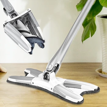 

X-type Microfiber Floor Mop Hand Free Washing Flat Mop With Microfiber Replace Pads Easy Wringing Household Floor Cleaning Tools