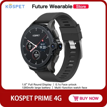 

KOSPET PRIME Smart Watch Phone With 1.6 Inch Display Face ID 1260mAh Dual Camera Ceramic Bezel IP67 Waterproof 4G LTE 3GB+32GB