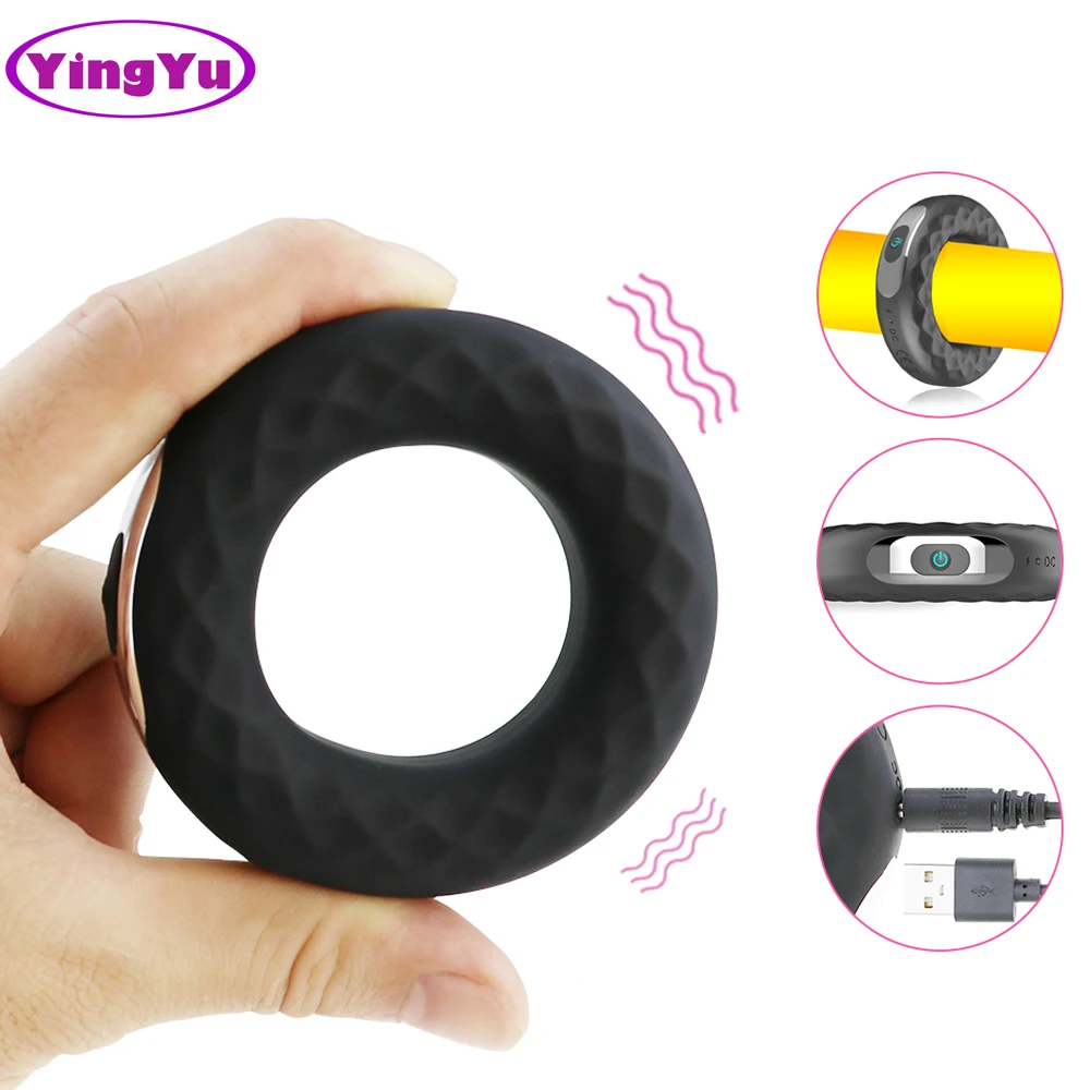 Penis Ring Vibrators Silicone Cock Delay Ejaculation Erection Vibrating Lock Long Lasting Erotic Sex Toy for Men | Красота и здоровье