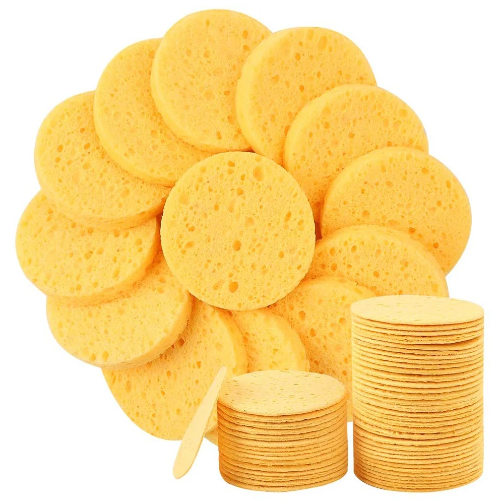 50Pcs Gezicht Spons Pad Voor Peeling Masker Facial Spa Massage Up Verwijderen Dikkere Comprimeren Natuurlijke Cellulose Herbruikbare