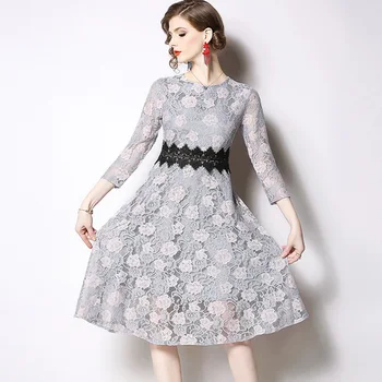 

BGW 3926ht Lace Cut Out Cocktail Dresses Three Quarter Sleeves A Line Vestidos Cocktail Tallas Grandes Zipper Back 2020