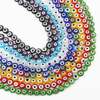 

Multicolor Evil Eye Lampwork Glazed Glass Beads Round Flat Shape For Jewelry Making Diy Fashion Bracelet Necklace 6/8/10mm 15"