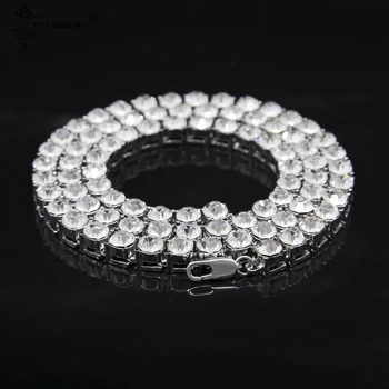 

Men's Hip Hop Gold Finish 8mm Rhinestone Tennis Link Charm Punk Jewelry Fashion Luxury Brand Necklace Choker Long Chain For Men