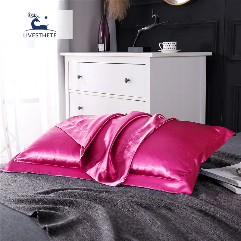 

Liv-Esthete Luxury 100% Nature Mulberry Silk Rose Red Pillowcase Queen King Healthy Skin Silky Pillow Case For Women Man Kids
