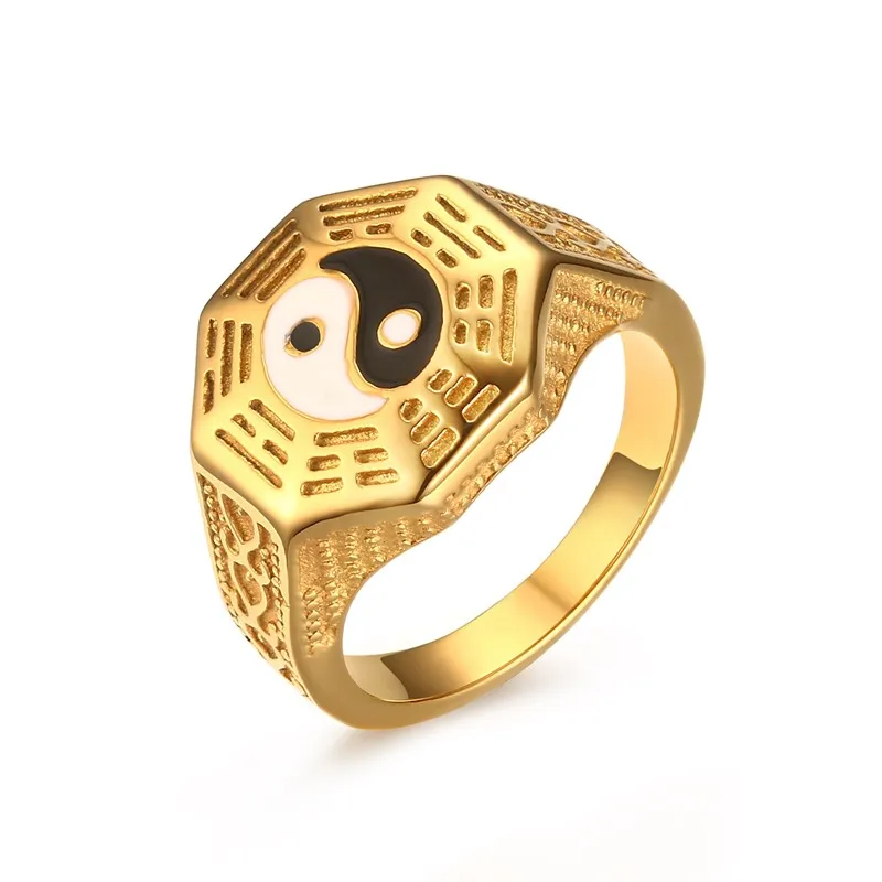 Мужское кольцо Yin Yang Tai Chi Bagua из нержавеющей стали религиозный даосизм восемь