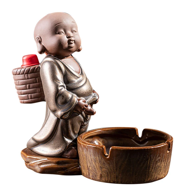 1Pcs Creative Cermic Ashtray Cute Little Monk Personality Funny Office Essential Home Furnishing Crafts Decor | Дом и сад