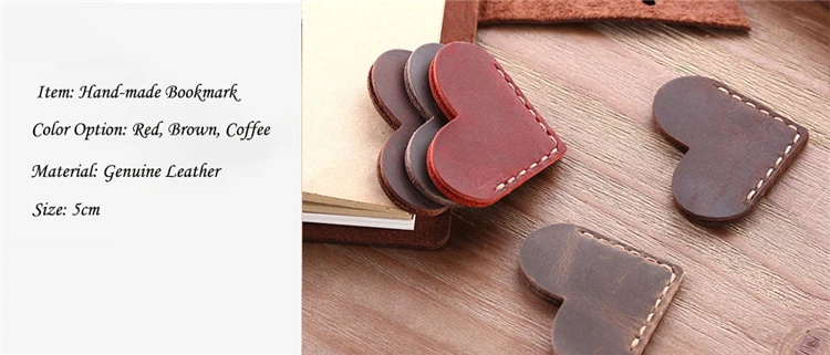 Presente de Aniversário Emoshire Vermelho Café Marrom Meninas Marcador Criativo Coração Forma Bonito Retro Couro Genuíno N185 5 retro marcador couro genuíno marcador