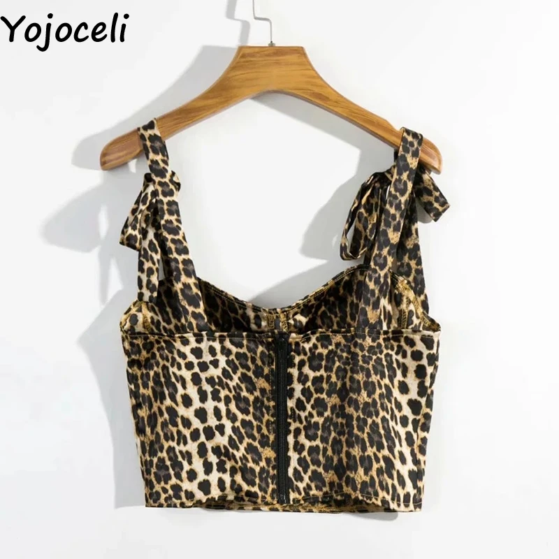 Yojoceli, сексуальный, крутой, Леопардовый принт, бант, женский короткий топ, летний, элегантный, на каждый день, Топики, пляжные, милые, модные, женские топы