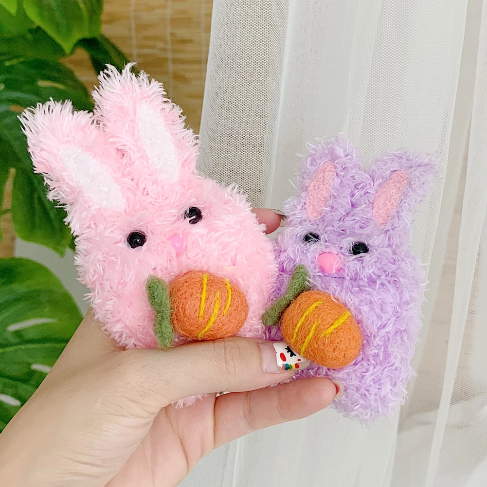 AZiMiYO Cute Fluffy Bluetooth Earphone Case for AirPods Cover Plush Bunny Plush Protective Cover for Apple Air Pods Case