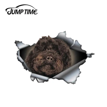 

Jump Time 13cm x 8.6cmBlack Labradoodle Sticker Torn Metal Bumper Decal Funny Car Stickers Window Trunk Animal 3D Car Styling