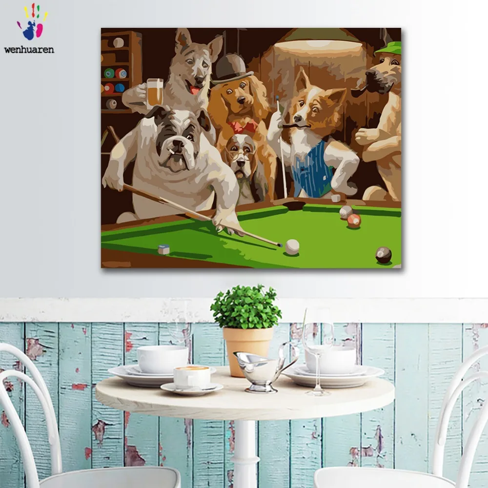 DIY картинки для раскраски по номерам с цветами собаки играющие в бассейн