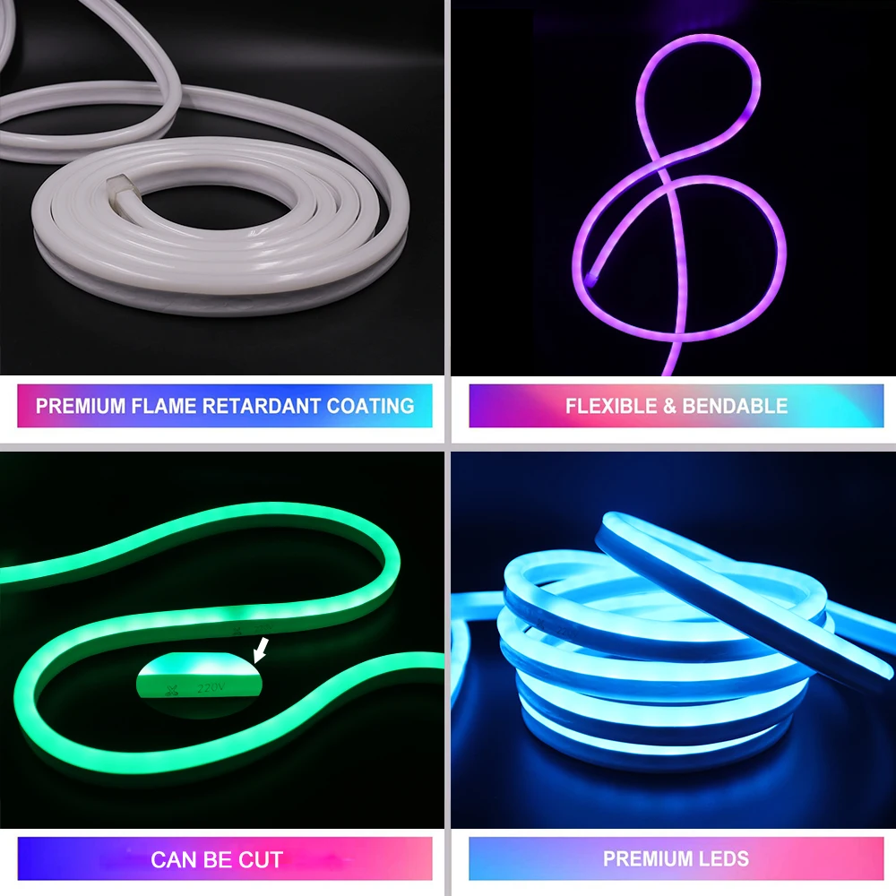 Гибкая RGB неоновая лампа SMD2835 220 светодиодов/м в|Светодиодные ленты| |